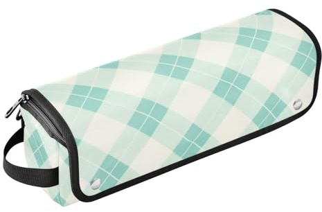 Mint Buffalo Plaid Check Hair Tools Travel Bag with Removable Heat Resistant Mat Waterproof Curling Iron Travel Case for Flat Irons, Straighteners, Curling Irons Portable Travel Essentials