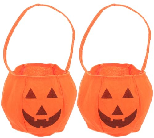 Halloween KüRbis Tasche 2 StüCk Vlies Tragetaschen FüR Kinder SüßIgkeiten Eimer Leicht Halloween Dekoration Handtaschen FüR Trick or Treat Party