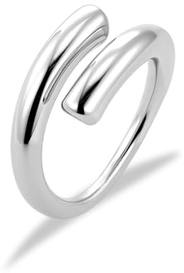 ALEXCRAFT Anelli Uomo Acciaio Inossidabile Regolabili Anelli Donna Argento Fascia Regolabile Aperti Anelli Chunky Argento