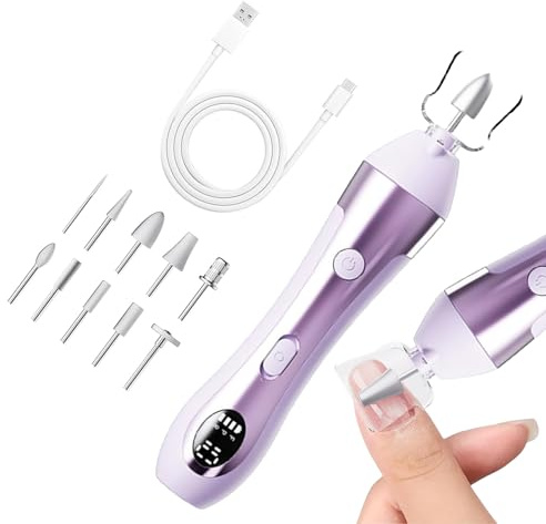 Elektrische Nagelfeile, Maniküre Elektrischer Filer für Nagel, 10 -Geschwindigkeits -Maniküre -Versorgung mit LED -Licht, für Anfänger Männer Frauen