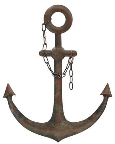 DECORKEY Anchor Wall Decor,Antique Metal Wall Art With Chain for Bedroom Living Room Dorm Home with Chain Wall Decor, Antique Metal Anchor Farmhouse Decor (Vintage)