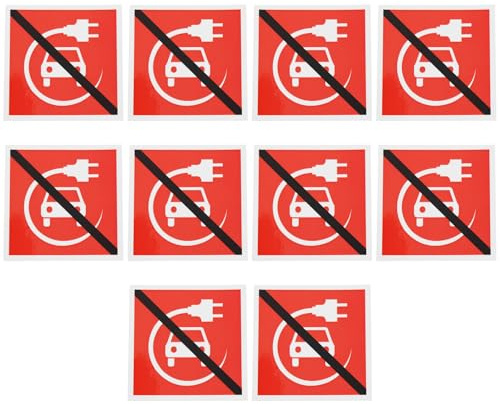 ECSiNG 10 Stück Warnschild „Kein Laden von Elektrofahrzeugen“ Glänzender Aufkleber Wasserdichter Selbstklebender PVC-Aufkleber 50 X 50 Mm