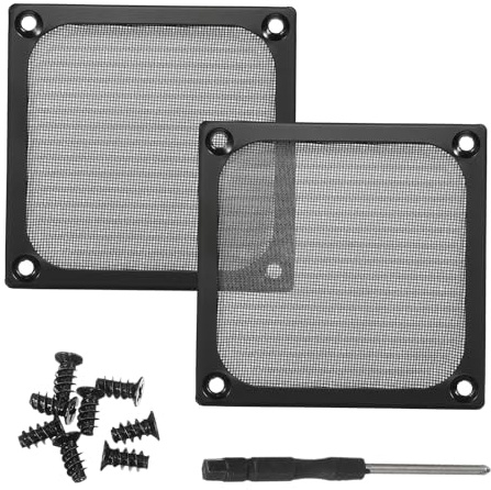 PATIKIL 83mm Fan Filter Grill, 2Pcs Ultra Fine Aluminum Mesh Ventilation Dustproof PC Cooling Fan Grill Covers with Screwdriver and Screws for Desktop Computer Case AC, Black