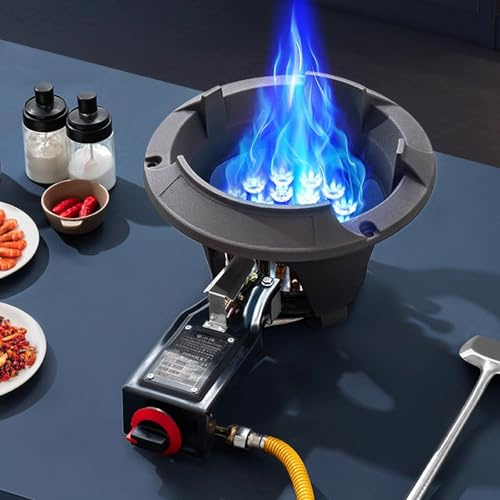 Propane Camping Stove, Low-Pressure Single Burner with Flameout Protection & Electronic Ignition, Cast Iron Outdoor Wok Burner