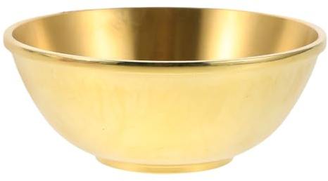 JOINPAYA Cuenco de Latón Puro 10 Cm Redondo Tradicional, Tazón para Servir y Ofrenda Budista, Recipiente Ritual Dorado Versátil para Meditación y Decoración del Hogar
