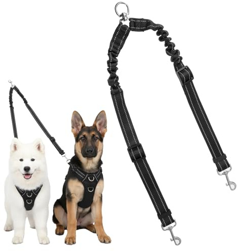Laisse double pour 2 chiens - Double laisse pour 2 chiens - En nylon - Rotation à 360 ° - Réglable - Réfléchissante - Laisse pour chien - Laisse pour petit chien