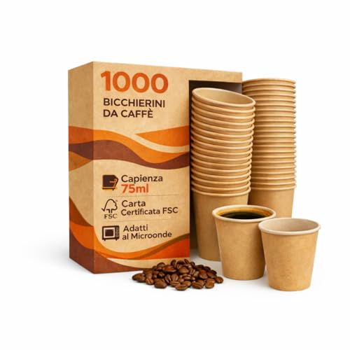 MOHOME 1000 Bicchierini Caffè Carta 75 ml Avana Biodegradabili Bicchieri Compostabili Inodore Bicchierini da Caffè Usa e Getta Tazzine Caffè Ufficio Asporto Bar Adatti al Microonde