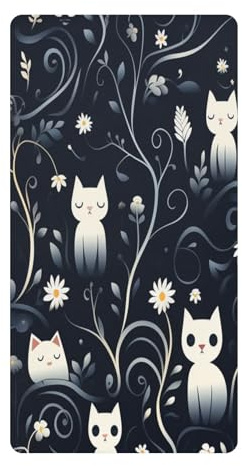 Fondo Negro Gatos Sábana de Cuna para Niños Pequeños,Sábanas de Algodón Suave para Bebés Aptas para Colchón Corralito