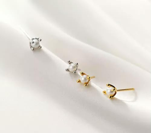 LYGSWDB 925 Silber 3/4/5 mm Perlenohrstecker Damen Mädchen Schmuck Geschenk-Gold-4 mm