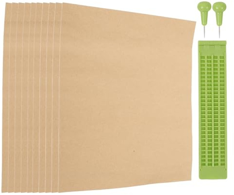 CLISPEED Kit Tavoletta Braille e Punteruolo Portatile in Plastico Carta per Scrittura Braille Riutilizzabile, per Decorazioni Scuola e Studio di Persone Non Vedenti
