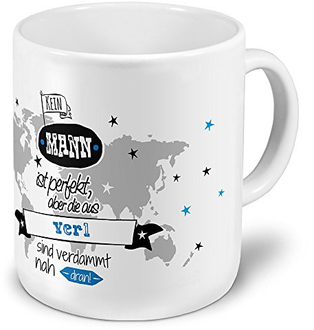 printplanet XXL Riesen-Tasse der Stadt/Ort Verl - Motiv Kein Mann ist Perfekt, Aber... - Stadttasse, Kaffeebecher, Becher, Mug