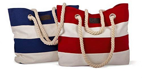 tomBrook Strandtasche maritim gestreift - Freizeittasche Einkaufstasche Shopper Tasche mit Streifen und Kordeln in Tau-Optik