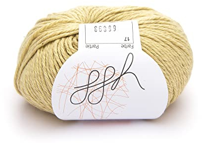 ggh Linova | Baumwolle mit Leinen Mischung | 50g Wolle zum Stricken oder Häkeln | Farbe 017 - Honig