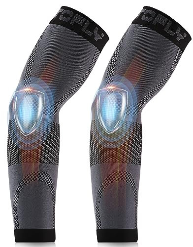 Compression Arm Sleeve, 1 Pair for Unisex, 20-30mmHg Graduated Compression Elbow Sleeve for Recovery, Pain Relief, Supports Muscles & Joints, Tennis Elbow & Golfers Brace, Edema, Swellin, Black L