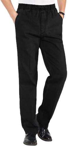 COOFANDY Herrjeans, raka jeans, stretch, slip-on-jeans, snygga byxor, elastiskt midjeband med dragsko, cargofickor för män, svart, XL