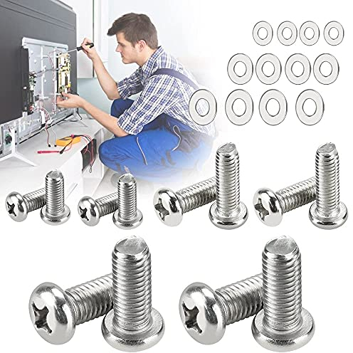 ZACUDA Kit de Matériel de Montage TV Universel 24 Pièces - Rondelles, Vis de Fixation M4/M6/M8 Vesa en Acier Inoxydable pour Support Mural de Moniteur