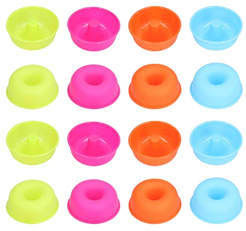 HERCHR Molde de donut de silicona de 16 piezas, sartenes de donut de silicona para hornear tazas de hornear reutilizables de donut redonda antiadherente para cocina del hogar