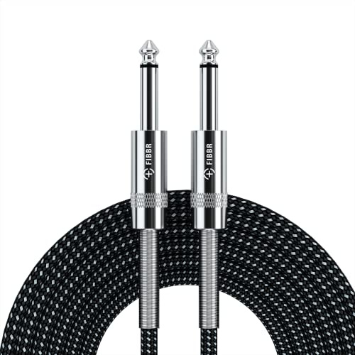 FIBBR 6.35mm to 6.35mm Stereo Audio Cable 3M, Straight 1/4 TRS Audio Guitar Male Jack Instrument Lead with Nylon Braided for Electric Guitar, Bass, Amplifier, Mixer, Keyboard, Speaker