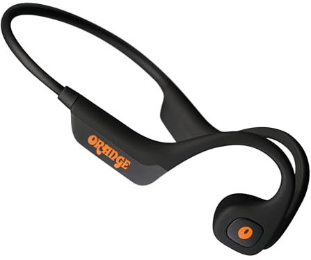 Orange O Bones - Wireless Bone Conduction Headphones with Mic, Bluetooth, Open-Ear Design, Water Resistant, Durable, Lightweight & Secure Fit, Long Battery Life, Perfect for Running & Sports (Black)