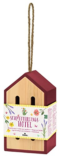 moses. Blatt & Blüte Schmetterlingshotel, wetterfestes Schmetterlingshaus für Garten & Balkon, Insektenhotel aus FSC-Holz zum Aufhängen, Schmetterlinge züchten im eigenen Garten