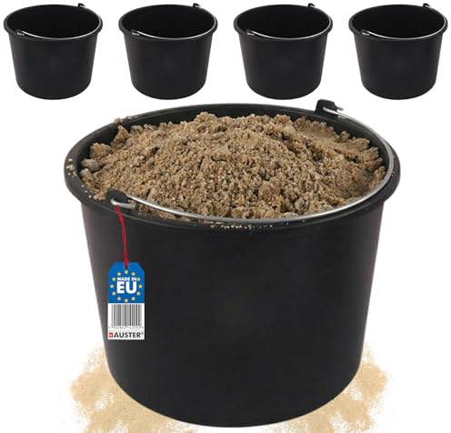 BAUSTER® 4X Baueimer 12 l aus Kunststoff Putzeimer Zementeimer Mörteleimer Garteneimer Wassereimer ideal für Renovierungs- und Bauarbeiten Kunststoff-Eimer Schwarz