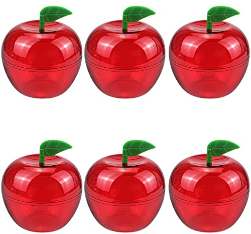 DOERDO 6pcs Plastic Bobbing Apples Filled Bobbing Apple Containers for Creative Party Favors and Festive Decorations, 3.9x3.5