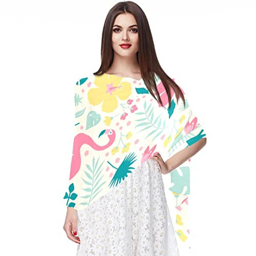 Chiffon-Schal für Damen und Mädchen, Dunkelblau mit Blumenmuster, leichte Schals, modische Schals, Mehrfarbig 6