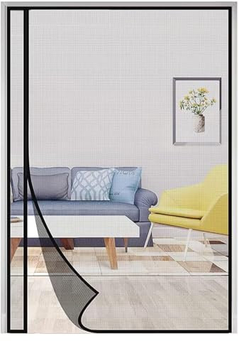 Mosquitera Magnética Puerta Balcón, 180x215cm Mosquitera Puerta Balcón, Cierre Automático, para Salón Puerta Corredera Puerta Patio Ventana Garaje, Negro