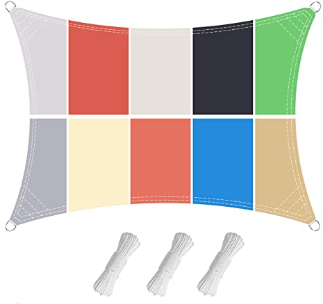 Sonnensegel Wasserdicht, 90% UV-Schutz, Segeltuch Pergola mit Ösen, Wasserdicht Reißfest PES Polyester,Blue,4X6 M