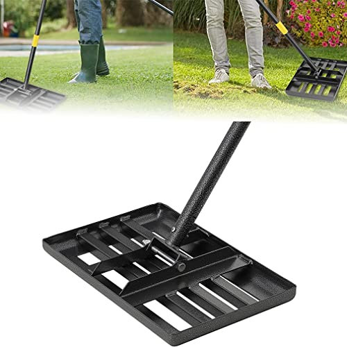 CYTBEK Rasen-Nivellierrechen, 17 x 10, robuster Rasen-Nivelliergerät mit verstellbarem Griff, Schmutz-Boden-Niveau-Werkzeug zum Nivellieren von Garten, Hinterhof, Golf, Rasen, Bauernhof, Weide 58