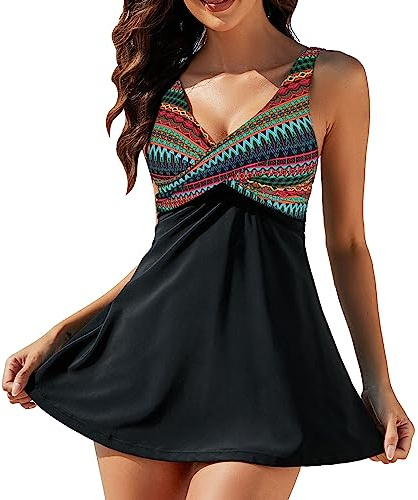 LA ORCHID große größen badekleid mit Shorts Damen Bademode Beachwear bauchweg Tankini Push up Tankini Set gepolstert