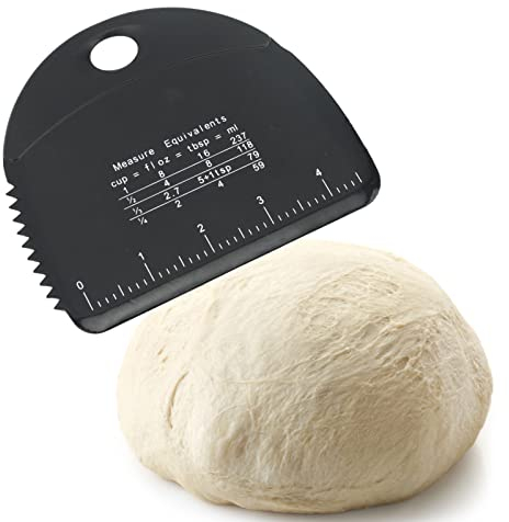 BEIJIALY Dough Scraper Chopper, Food Safe Silicone Dough Cutter Bench Scraper Multipurpose Cake Pizza Cutter With Measuring Scale, Multipurpose Pizza Cutter, Pastry Scraper(Black)