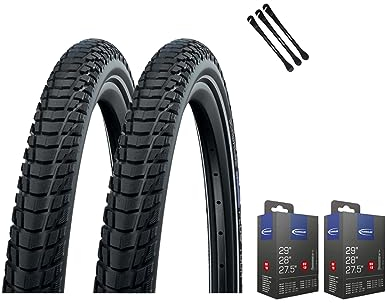 2er Set Schwalbe Reifen Marathon Plus Tour 2022 Smart Guard 28x1,40 Zoll (37-622), 28x1,50 (40-622) oder 28x1,75 (47-622) Schlauch wählbar + Reifenheber (SV-Ventil Schläuche, 28x1,75 Zoll (47-622))