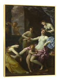 XGMDZRT Berühmte barocke Wandkunst mit gerahmtem Gemälde. Guido Reni Drucke: Die Toilette der Venus. Reproduktion auf Leinwand. Wandbild für Wohnzimmer, 70x105cm goldener Rahmen