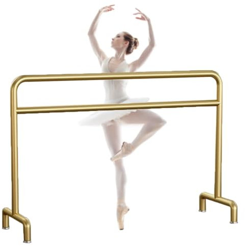 Ballettstange Mobile Ballettstange für den Haushalt, doppelschichtige Beinpressstange, Höhe 80–105 cm (Color : Gold, Size : 1.5M/5FT)