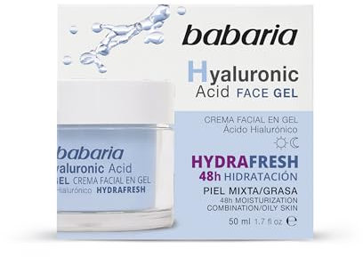 Babaria - Crema Idratante Viso Uomo e Donna | Antirughe Uomo e Donna in Gel con Acido Ialuronico 50 ml | Skincare Uomo | Idratante Uomo | Con Acido Ialuronico 48h