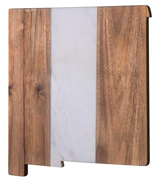 STATELY NM - Tabla de embutidos con forma de acacia y mármol de Nuevo México: tabla versátil para queso y carne, bandeja para servir o acento decorativo elegante y rústico