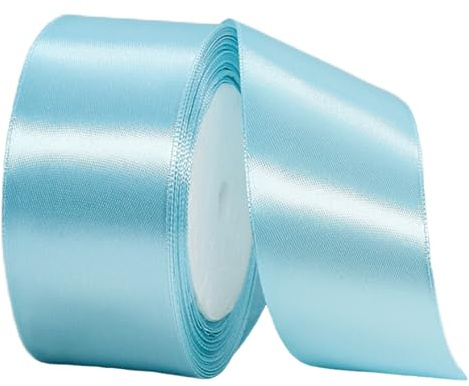 Satinband Himmelblau: 22m Dekoband, Dicke Schleifenband - Für Dekoration, Handwerkskleid, Hochzeit, Geburtstag