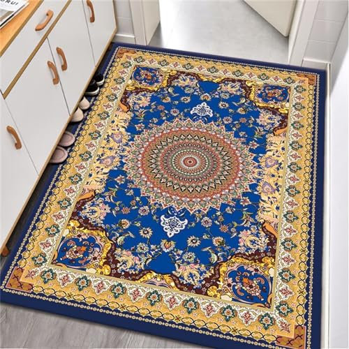 RUGMRZ Esszimmer Deko Fleckerlteppich Orientalteppich blau rechteckig Wohnzimmerbereich dekoratives Zubehör feuchtigkeitsbeständig und verschleißfest Terasse Teppich 50X80CM