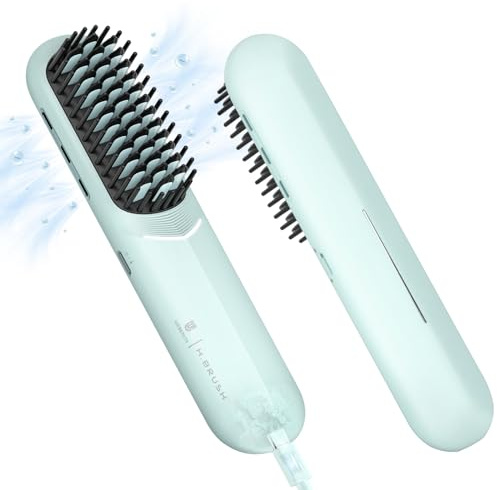 Cordless Hair Straightener Brush - Webeauty Portable On-The-Go Straightener for Women | USB Rechargeable, Fast Heating, 200M Negative Ions, 6400mAh, Perfect for Daily Commute & Short Trips (Ice Blue)