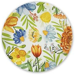 Excelsa Blooming Lot de 6 assiettes à pizza, diamètre 31 cm, porcelaine, multicolore