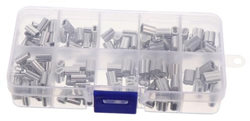 VILLFUL 150stücke Schlaufenhülse Für Draht Aluminium Doppel-ovalverbinder Quetschhülsen Für Angelschnur Hülsen-kit-hardware Crimpen Schleife Hülse