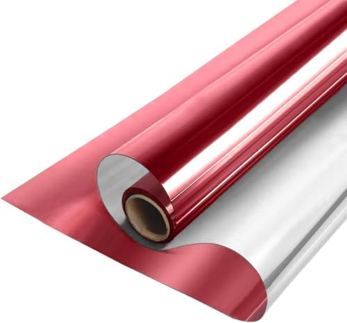 ZESLIV Pellicola a specchio per finestra, termica, autoadesiva, protezione solare, controllo interno ed esterno, anti-UV, per la privacy, per finestre, 90 cm x 200 cm, colore rosso