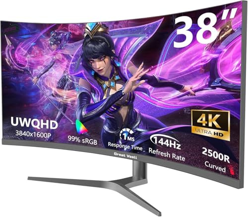 Genérico Great voell Curved Gaming Monitor (144Hz/4K/Q375B46, 38-Inch/Curved)