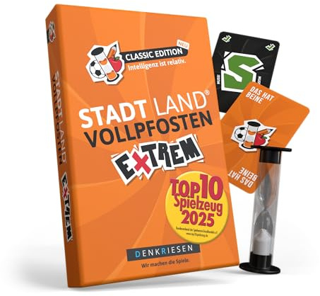 DENKRIESEN Stadt Land VOLLPFOSTEN Extrem Classic | Ab 12 Jahren, 2–6 Pers. | Familien- und Kartenspiel mit kreativen Challenges für 2–6 Spieler, ideal für Partys und gemeinsame Spieleabende.