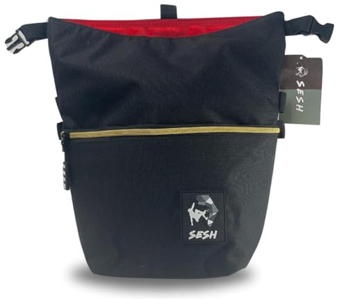 SESH Kreideeimer – Große Kreide-Tasche zum Klettern und Bouldern mit Magnetverschluss, 4 Bürstenhalter und 2 Seitentaschen mit Netz-Organizer, langlebig