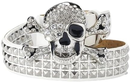 Lembeauty Damen Nietengürtel,Punk Rock Nietengürtel | Männer Strass Punk Taille Gürtel Frauen Nieten Nieten Schädel Gürtel,Modischer Gothic-Gürtel mit leuchtenden Pyramidennieten für den Alltag