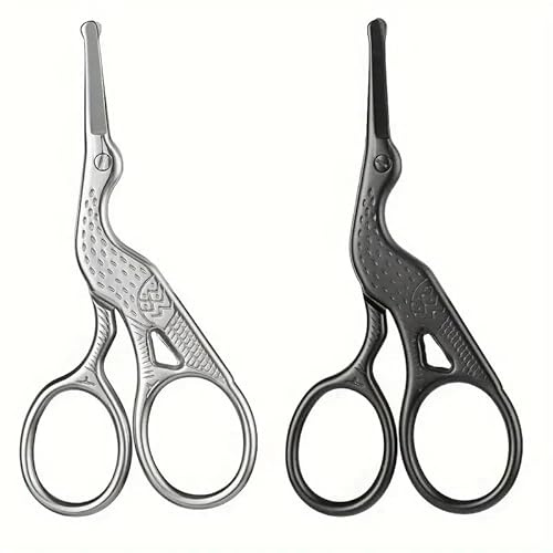 IMAXWAVE Pack de Tijeras de acero inoxidable para pelo facial con punta redonda - Recortadora de precisión para cejas, oído, bigote, nariz y barba - Aseo personal seguro, ligero y portátil