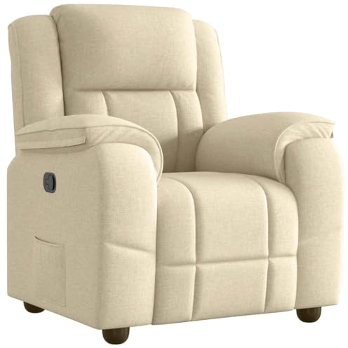 vidaXL Reclinerfåtölj gräddvit tyg, liggfåtölj, fåtölj, justerbar fåtölj, liggfåtöljer, fåtöljer, justerbara fåtöljer, lutningsbar fåtölj