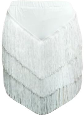 Damen Bauchtanz Rock Hüfttuch Quaste Hüfttuch Outfits Rock Bauchtanz Kostüm Ballettrock Hüfttuch mit Münzen Tanz Hip Belt Bauchtanz Rock Tanzrock Fransenrock Performance Outfit für Frauen (White, XXL)